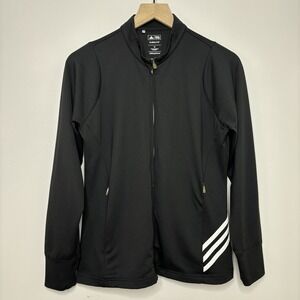 Adidas GOLF Lightweight Jacket Full Zip Pockets Black Mock Neck Climalite Medium